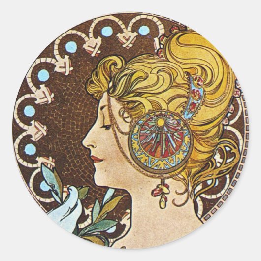 Sticker Rond Alphonse Mucha (Devant)
