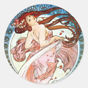 Sticker Rond Alphonse Mucha Dance