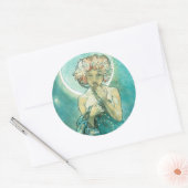 Sticker Rond Alphonse Mucha Lune Clair De Lune Art Nouveau (Enveloppe)