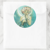 Sticker Rond Alphonse Mucha Lune Clair De Lune Art Nouveau (Sac)