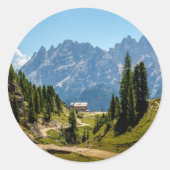 Sticker Rond Alpine Mountains, scenic landscape, (Devant)