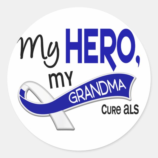 Sticker Rond ALS Ma grand-mère Mon héros 42 (Devant)