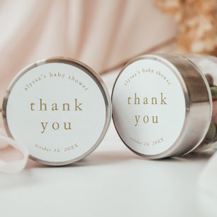 Sticker Rond ALYSSA Gold Unique Baby shower simple Merci
