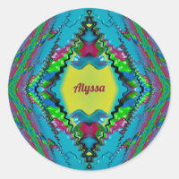 ALYSSA ~ Noir rose bleu et jaune fractal ~