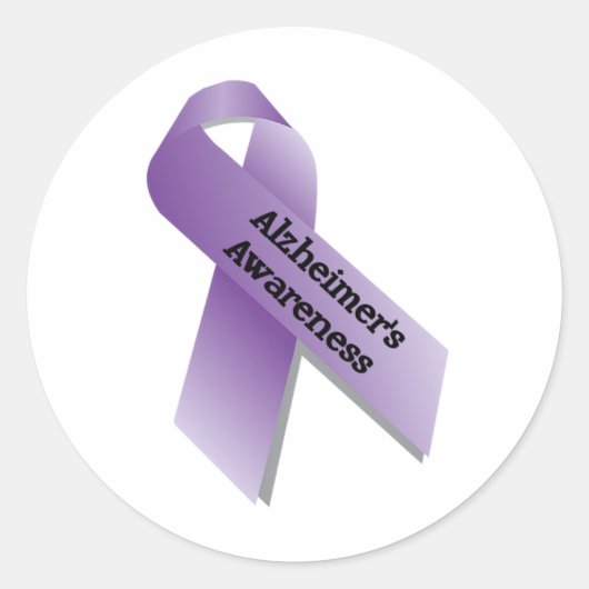 Sticker Rond Alzheimer Sensibilisation Ruban Purple Typographie (Devant)
