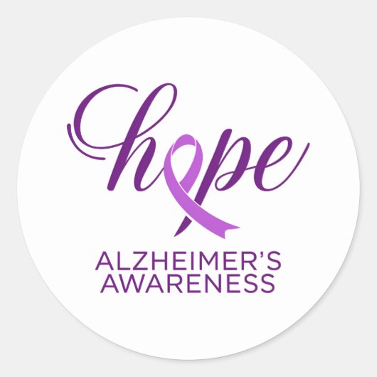 Sticker Rond Alzheimer's Disease Awareness Purple Ribbon (Devant)