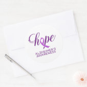 Sticker Rond Alzheimer's Disease Awareness Purple Ribbon (Enveloppe)