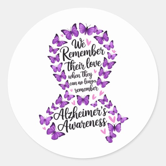 Sticker Rond Alzheimer's Disease Awareness Purple Ribbon (Devant)