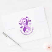 Sticker Rond Alzheimer's Disease Awareness Purple Ribbon (Enveloppe)