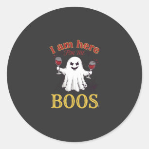 Sticker Rond Am Here Boos Halloween Fantôme Verres à Vin Araign