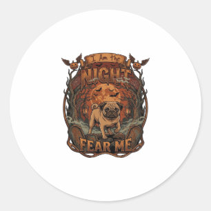 Sticker Rond Am Night Fear Me Pug Halloween Moon_1
