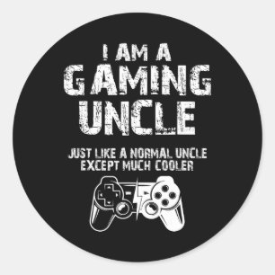 Sticker Rond Am The Gaming Uncle Drôle Joueur Vidéo Joli Jeu Vi