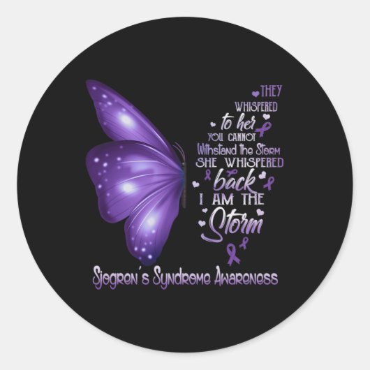 Sticker Rond Am The Storm Sjogren's Syndrome Awareness Butterfl (Devant)