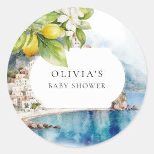 Sticker Rond Amalfi Coast Italian Lemon Mediterranean Party