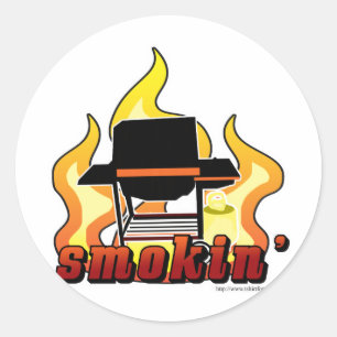 Sticker Rond Amant de BBQ de Smokin