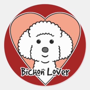 Sticker Rond Amant de Bichon Frise