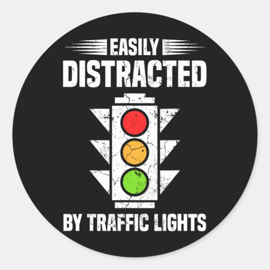 Sticker Rond Amant De Feu De Trafic Facilement Distrait Par Le (Devant)
