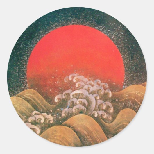 Sticker Rond AMATÉRASU, GODDESS SOLEIL, noir rouge (Devant)