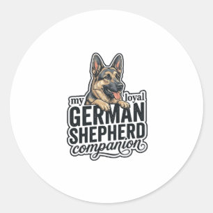 Sticker Rond Amateur de Berger Allemand Gravure Vintage Typogra