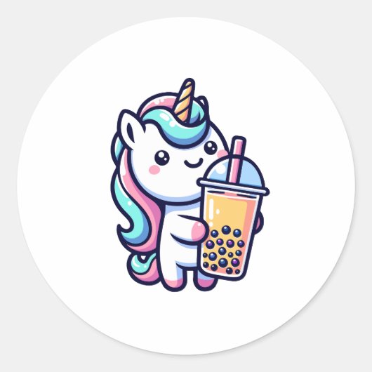 Sticker Rond amateur de bubble tea licorne (Devant)