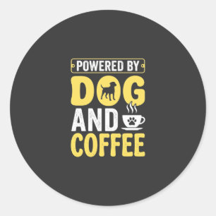 Sticker Rond Amateur de café chien propulsé par le design