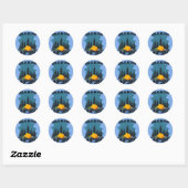 Sticker Rond Amateur de camping en plein air (Feuille)