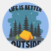 Sticker Rond Amateur de camping en plein air (Devant)