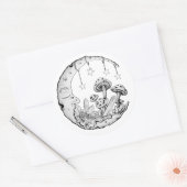 Sticker Rond Amateur de champignons céleste de la lune (Enveloppe)