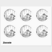 Sticker Rond Amateur de champignons céleste de la lune (Feuille)