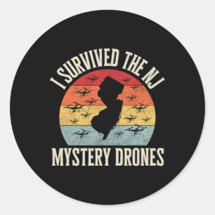 Sticker Rond Amateur de drone drôle Je survivécu au mystérieux