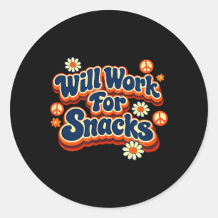 Sticker Rond Amateur de friandises drôle humour alimentaire rét
