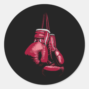 Sticker Rond Amateur de kickboxing boxeur gant de boxe vintage