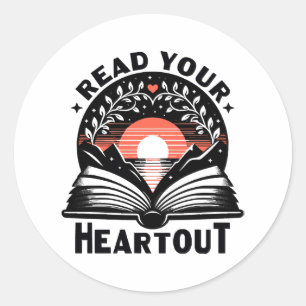 Sticker Rond Amateur de lecture Lisez à cœur ouvert Nerd de liv