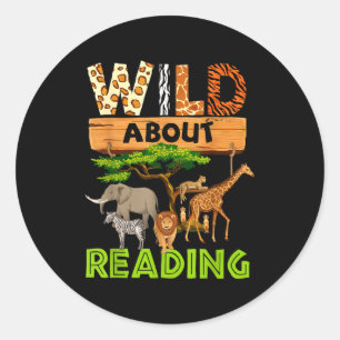 Sticker Rond Amateur de lecture sauvage lecture lecture de livr