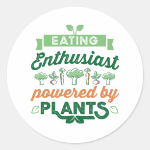 Sticker Rond Amateur de manger propulsé par Plante Vegan Gift