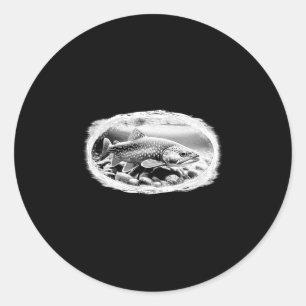 Sticker Rond Amateur de pêche à la mouche sèche pour truites de