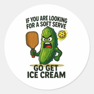 Sticker Rond Amateur de pickleball drôle de jeu de mots avec un