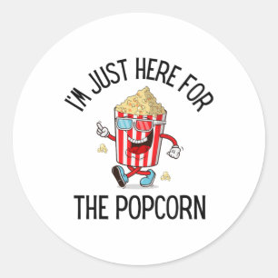 Sticker Rond Amateur de popcorn Voyage de camping Popcorn sucré