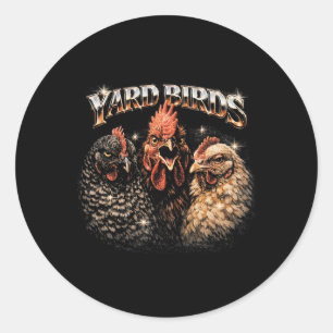 Sticker Rond Amateur de poulet de basse-cour des années 80 Musi
