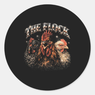 Sticker Rond Amateur de poulet de cour de métal lourd musique V