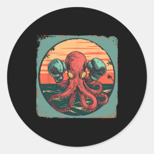 Sticker Rond Amateur de poulpe boxant Créature marine océanique