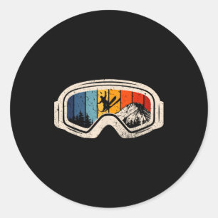 Sticker Rond Amateur de sports de ski rétro vintage expert