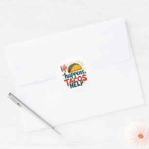 Sticker Rond Amateur de Taco Drôle Fiesta Foodie Humour Art Bla