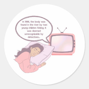 Sticker Rond Amateur de True Crime Design Minimaliste avec Hu