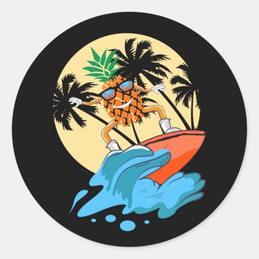 Sticker Rond Amateurs d'ananas cool (Devant)