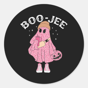 Sticker Rond Amateurs de café mignon fantôme Halloween Costume