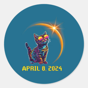 Sticker Rond Amateurs de chats Astronomie Éclipse solaire