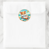 Sticker Rond Amateurs de hamster de plage mignonnes (Sac)