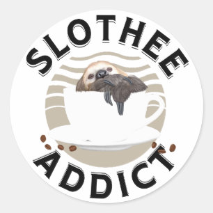 Sticker Rond Amateurs De Machines À Sous Et De Café Punny
