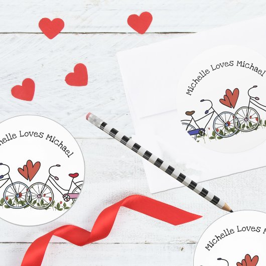 Sticker Rond Amateurs de vélo Valentine